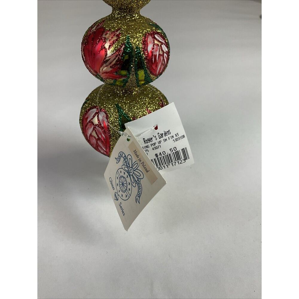 Vintage Larry Fraga Gold Glass Christmas Tree Topper Ornament Spring Pop Up - Picture 4 of 5